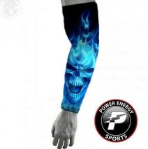Football Baseball Sports Compression Dri-Fit  Arm Sleeve Blue Ghost Skull - £6.30 GBP