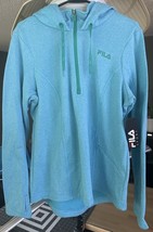 NEW - FILA Sport Hoodie Woman’s Lg 1/4 Zip Pullover Fleece Jacket Heather Blue - £28.85 GBP