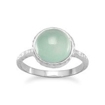 10mm Cabochon Sea Green Chalcedony Solitaire Engagement Ring 925 Sterling Silver - £70.29 GBP