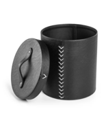 Round Genuine Leather Unique Cylindrical Basket| Leather Trash Can With Cap - $342.63 CAD