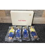 Pottery Barn Kids Wooden Play Dollhouse Posable Construction People 4pc ... - €13,63 EUR
