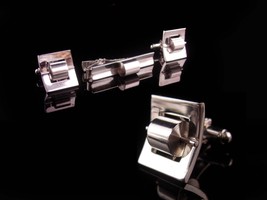 Rare Vintage spinning Cufflinks - mechanical metal rollers - Automobile mechanic - £155.51 GBP