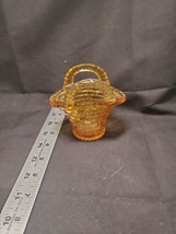 Vintage Amber Art Glass Basket for nuts, toothpicks, etc - £6.06 GBP