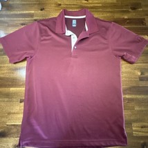 PGA Tour Golf Polo Shirt Mens Medium Burgundy Maroon Short Sleeve Performance T - £11.17 GBP