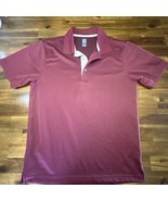 PGA Tour Golf Polo Shirt Mens Medium Burgundy Maroon Short Sleeve Perfor... - £11.02 GBP