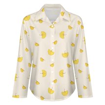 Mondxflaur Gold Leaf Women&#39;s Shirt Long Sleeve Summer Elegant Fashionable - £19.91 GBP