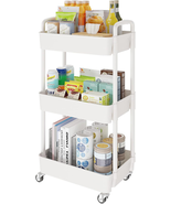 3-Tier Rolling Cart with Wheels,Multifunction Utility Storage Carts, Kit... - $31.71