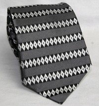Daniel Craig 100% Silk Mens Necktie Tie Italy Grays and Black Geometric ... - £8.59 GBP