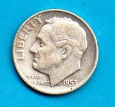 1953 D Roosevelt Dime (90% Silver) Very Light Wear - £4.74 GBP