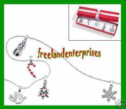 Christmas Necklace Christmas Charm Necklace Set 5-Charms - £23.32 GBP