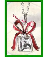 Christmas Necklace Holiday Motif Present Shape Pendant - £11.64 GBP
