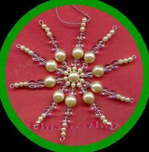 Christmas Ornament Holiday Snowflake Beaded Ornaments ~ NEW ~ 5 inch - £7.70 GBP