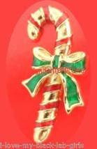 Christmas PIN AVON Candy Cane Tac Pin Goldtone Red-Green Enamel 1 1/4" @1986 - £11.83 GBP