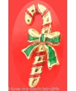 Christmas PIN AVON Candy Cane Tac Pin Goldtone Red-Green Enamel 1 1/4&quot; @... - $20.30 CAD