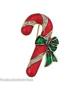 Christmas PIN Avon Holiday Motif Pin Candy Cane Goldtone, Red &amp; Green En... - £7.74 GBP