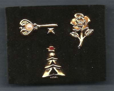 Christmas PIN Avon Tac Pin Gift Set of Three Tac Pins ~ Key ~ Rose ~ Tree (1 ea) - $19.75