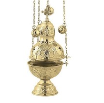 Orthodox Church Liturgy Incense Burner Bronze Brass Thurible Censer 9.5&quot; 24cm  - $79.13