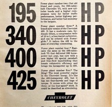 Chevrolet GM 425 Horsepower Advertisement 1963 Automobilia Chevy DWS6D - £19.51 GBP