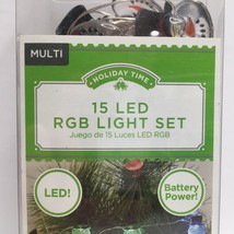 Holiday Time 15 LED RGB Light Set String Snowman Christmas Lights 5&#39; Battery - £11.84 GBP