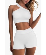 Seamless Yoga Clothes Suit Solid Color Workout Top Oblique Shoulder Spor... - $26.99 CAD