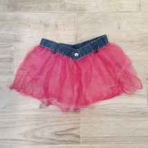 Kids 80s Blue Denim Trim Pink Tutu Skirt Halloween Costume - £10.19 GBP