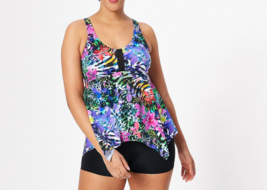 Kim Gravel x Swimsuits For All Net Front Hanky Tankini Animal Garden, Reg 16 - $16.82