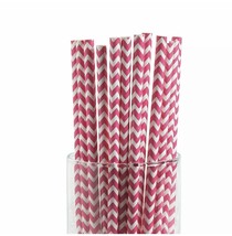 Hot Pink Chevron Paper Straws - Birthday Wedding Baby Party Supplies - 2... - $10.09
