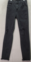 J Brand Jeans Women&#39;s 27 Faded Black Denim Cotton Pockets Distressed Skinny Leg - £15.56 GBP
