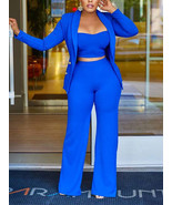 Elegant Summer Suits Tube Top &amp; Loose Pants Set with Blazer - $1,229.31 MXN