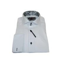 Men's Axxess Turkey Shirt 100% Cotton High Collar 224-13 French Cuffs White image 4