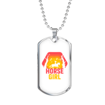 Horse Girl Horse Pink Necklace Stainless Steel or 18k Gold Dog Tag 24&quot; Chain - £37.92 GBP+