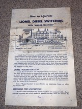 Original Lionel Instructions How To Operate Diesel Switchers w/Magne-Tra... - £8.89 GBP