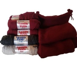 Mohair Wool Yarn Lot Burgundy Gray Unfinished Hand Knit Project + 11 Skeins - £70.19 GBP