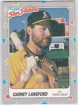 G) 1988 Fleer Star Stickers - Baseball Trading Card - Carney Lansford - #55 - £1.56 GBP