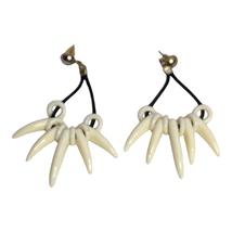 Western Style White Plastic Spike Tribal Dangle Statement Earrings  - $19.49 CAD