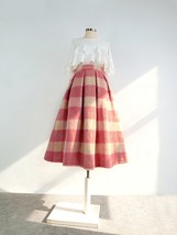 Winter PLAID Midi Skirts Women Woolen Pink Plaid Skirt Outfit Custom Plus  image 3