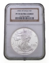 2005-W S$1 Argent American Eagle Preuve Évaluée Par NGC Comme PF70 Ultra Cameo - $136.43