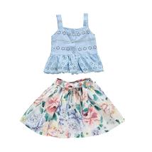 2pcs Baby Girls Outfit Camisole Top Floral Skirt Set Toddler Kids Summer Clothes - £13.50 GBP