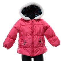 London Fog Girls Winter Puffer Jacket Coat 3T Pink Floral Hooded Fleece ... - $21.41