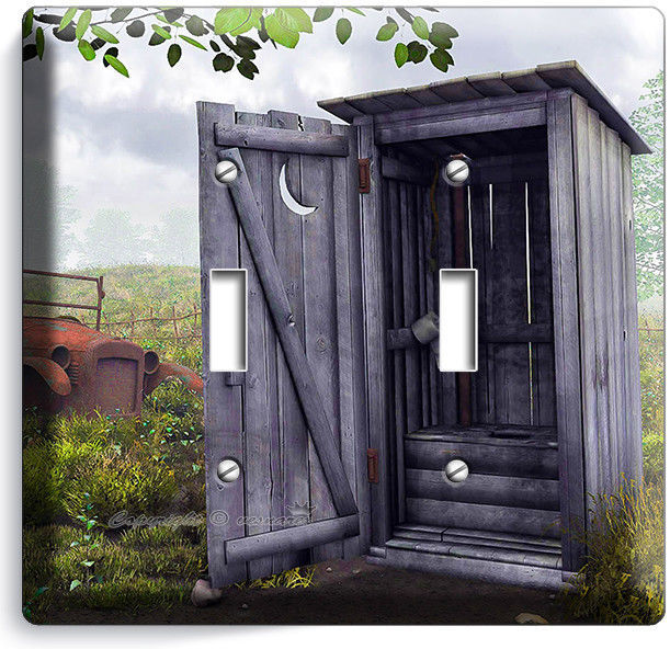 COUNTRY RUSTIC OUTHOUSE FARM BATH 2 GANG LIGHT SWITCH WALL PLATE ROOM HOME DECOR