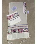 Talit/Bag Set 18&quot; x 72&quot; Cream/Flowers - Made in Israel by Eretz Judaica - £264.10 GBP