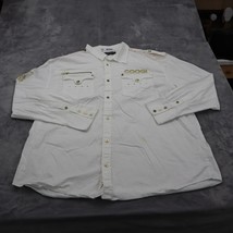 Coogi Shirt Men 4XL White Long Sleeve Button Up Casual Gold Embroidery A... - $29.68