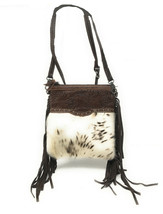 Western Genuine Tooled Leather Cowhide Fur Fringe Womens Crossbody Bag, ... - $45.99