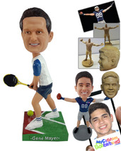 Personalized Bobblehead Tennis Player Ready To Blast Another Ball Into Oppositio - £71.55 GBP