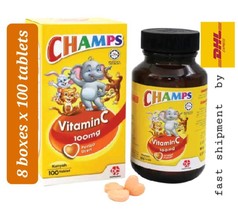 Champs Chewable Vitamin C 100mg for Kids (Orange Flavor ) 8 boxes x100s -DHL Ex - £133.03 GBP