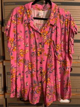 Hawaiian Button Up Shirt-NOBO No Boundaries Pink/Orange EUC 3XL Floral B... - £8.27 GBP