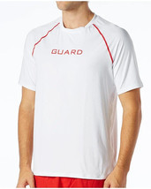 TYR Mens Guard+ Rashguard Top Durafast UPF 50+ Short Sleeve White L - £15.14 GBP