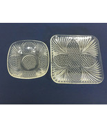 Vintage cut glass serving set ball pattern leaf design relish dip candy ... - $24.70