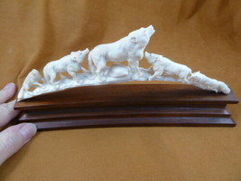 wolf-50) white Wolf pack 5 wolves shed ANTLER figurine Bali detailed carving - £143.16 GBP