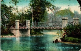 Vtg Postcard 1912 Chicago Illinois IL Garfield Park Scene Bridge Acmegraph  - £4.94 GBP